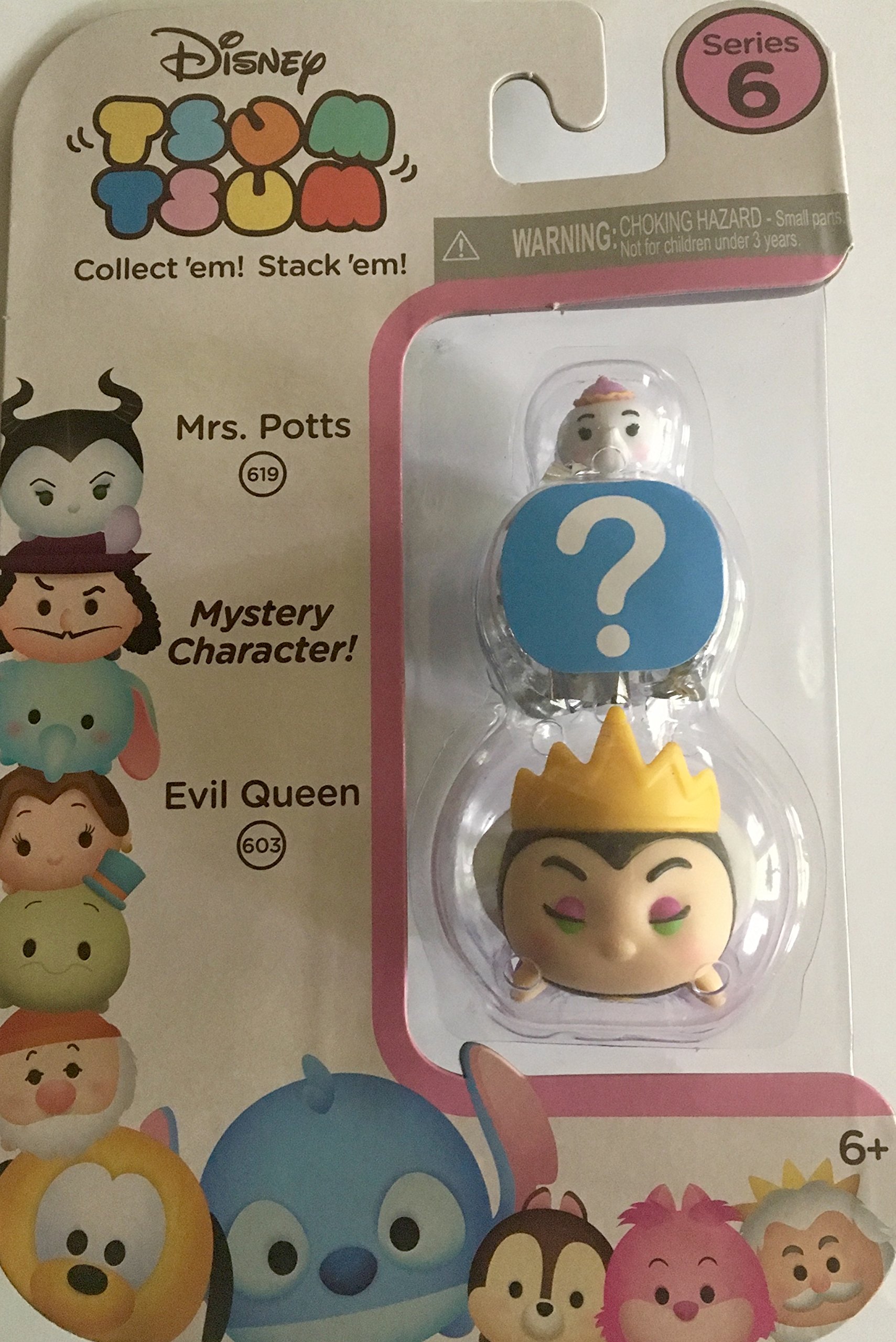Disney Tsum Tsum Series 6 3-Pack Figures Mrs PottsMysteryEvil Queen