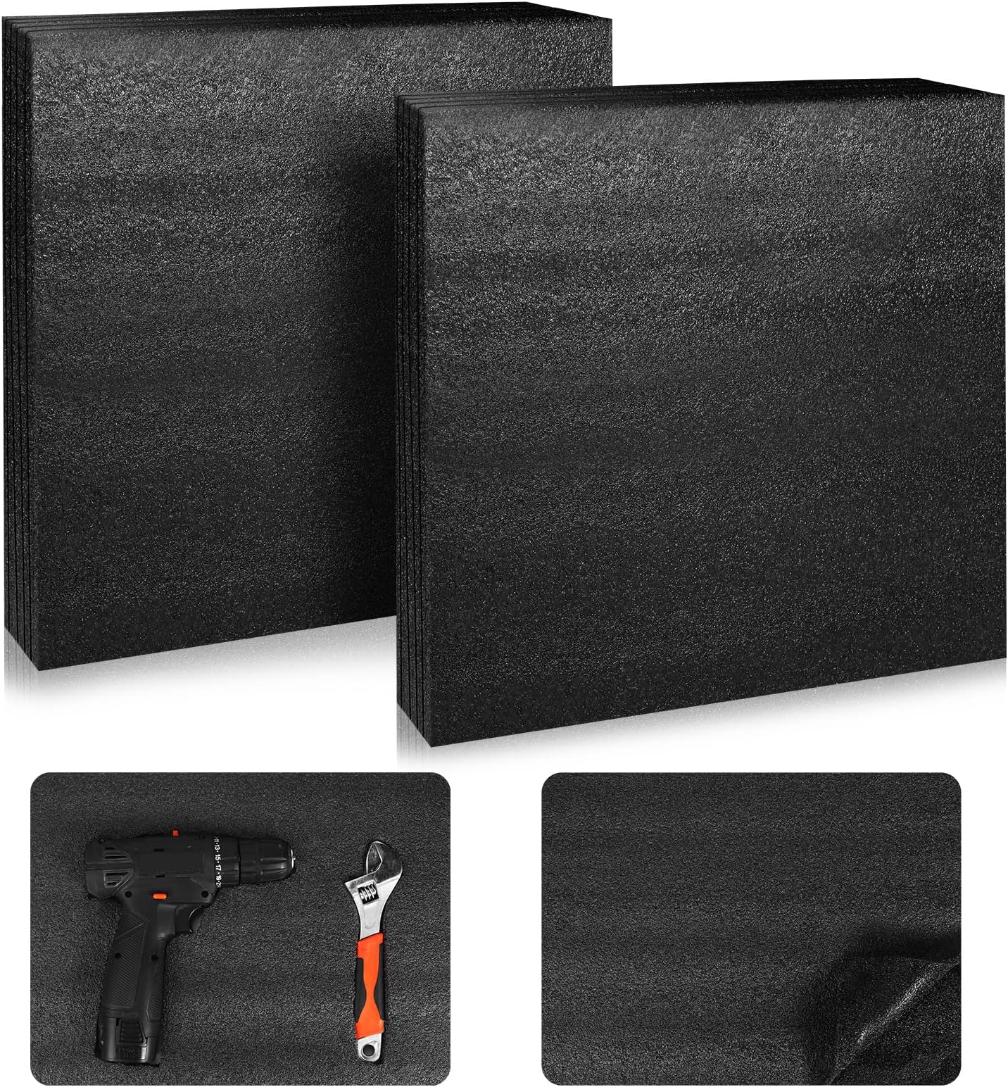 Frienda 2 Pcs Customizable Polyethylene Foam Sheet Black Foam Inserts for Cases Packaging Foam Thick Foam Sheets for Packing Decoration Shipping Crafts Supplies, 12 x 12 x 1.5 Inches