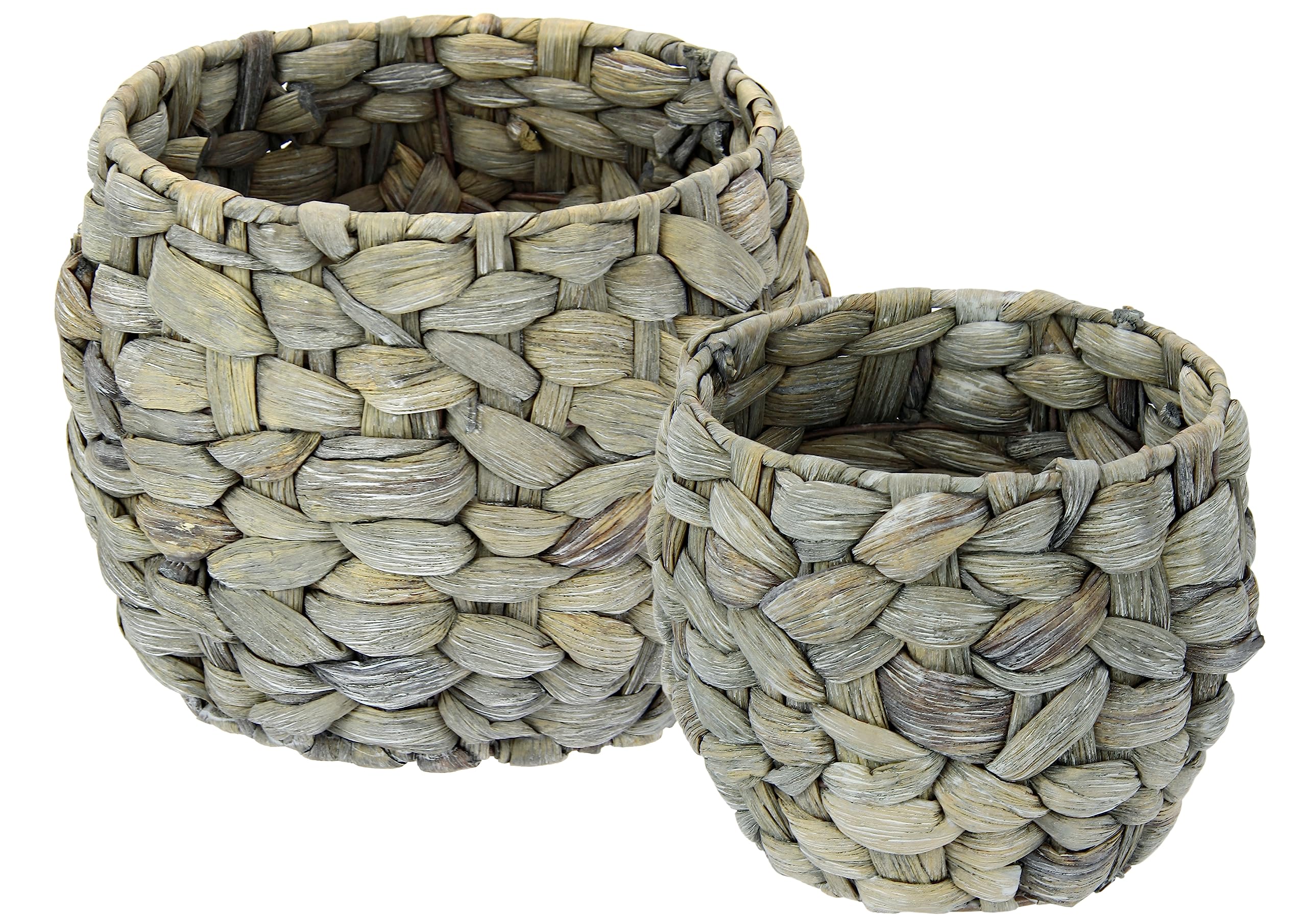 Topfset aus Wasserhyazinthe Pflanzgefäß Gefäß Blumentopf Blumen Pflanzen Pflanztopf Pflanzkorb Übertopf Schale Dekotopf geflochtener Deko Topf Übertopf Vase Korb Blumentöpfe für Kunstblume und Pflanze