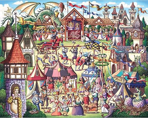 Miniatura 2 de Boardwalk Puzzles Renaissance Fair - Rompecabezas de 500 piezas para adultos, fabricado en Estados Unidos