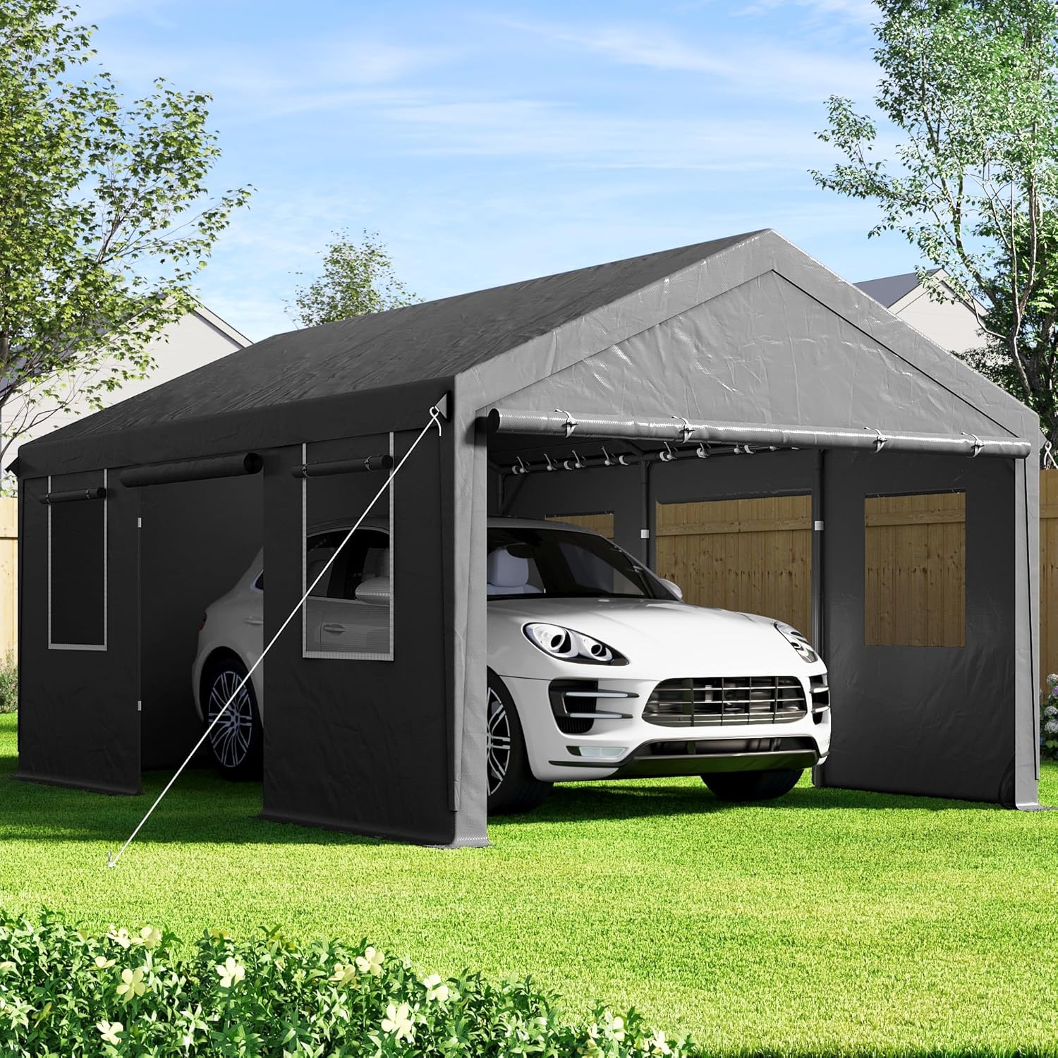 SANWAY 12'x20' Heavy Duty Carport with Removable Sidewalls