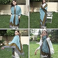 Vista 220 de DANA XU Manta de pashmina extragrande 100% de lana merina, bufanda de viaje, bufanda de cachemira para mujer, otoño e invierno, chal de gran