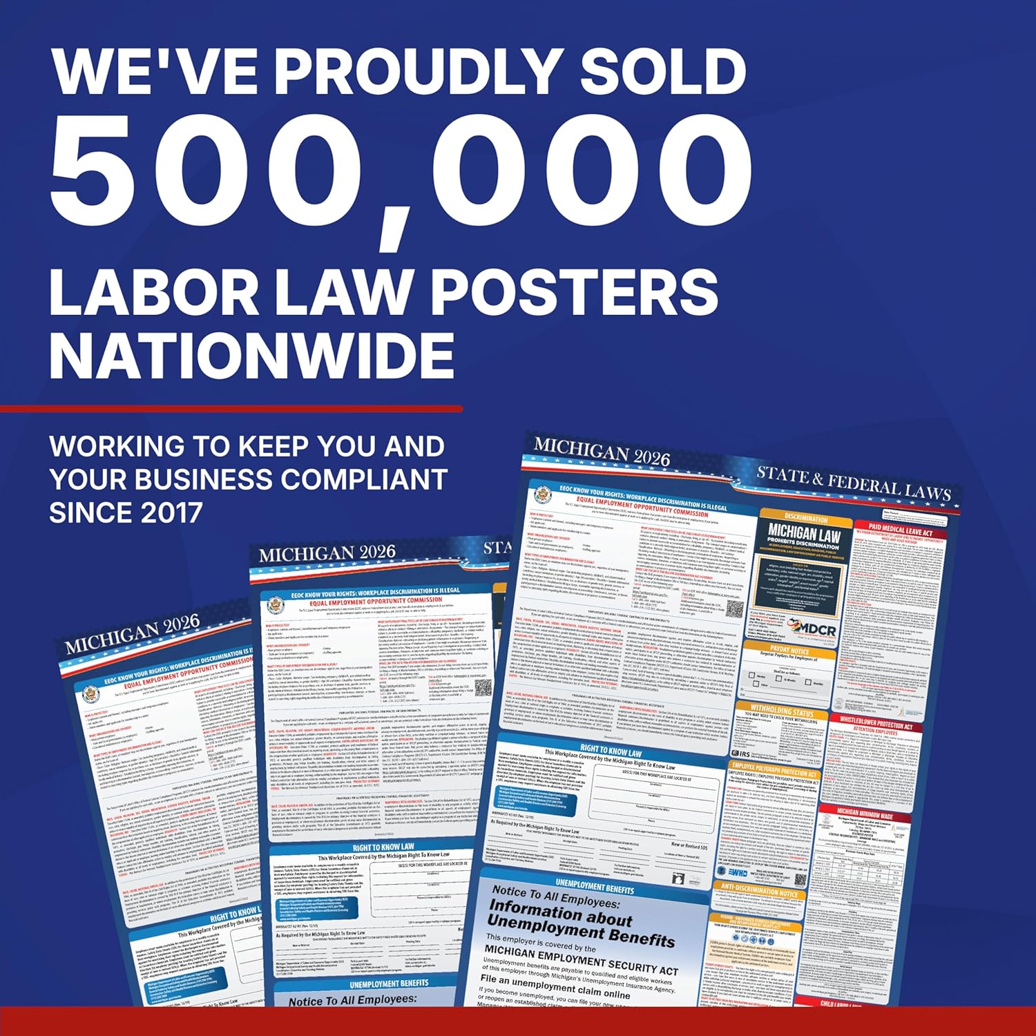 2026 Michigan State and Federal Labor Law Poster - OSHA Workplace Compliant - Mandatory Regulations Posting for Employees - All-in-One Required Compliance Posting 17" x 40" Laminated - Image 5