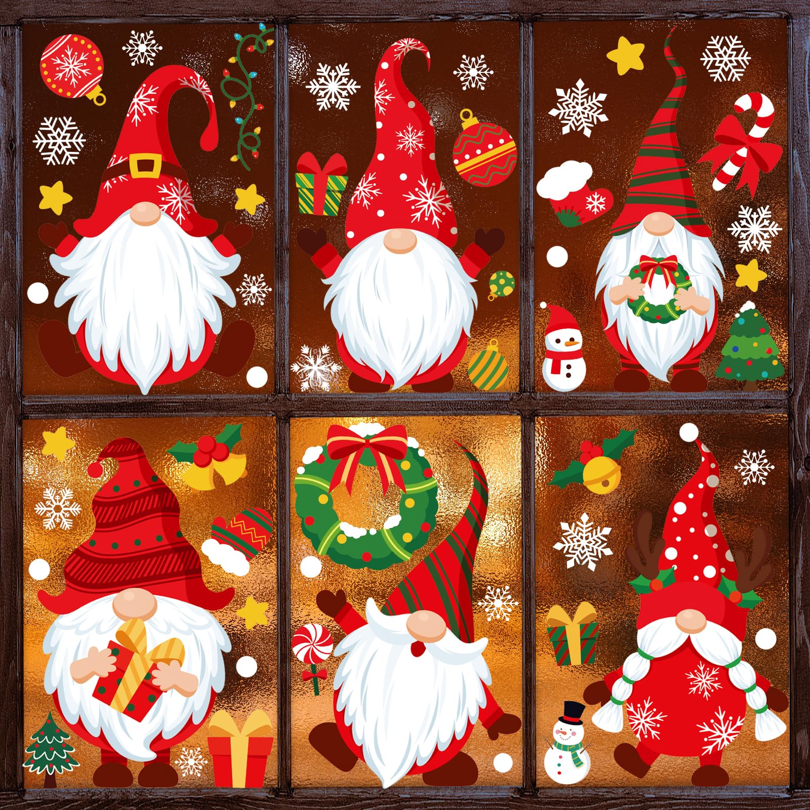 Weihnachts Fensterbilder Selbstklebend - 9 Blatt Mit Weihnachtsmann & Schneeflocken