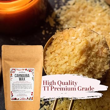 Carnauba Wax Flakes for DIY Balms, Candles & Skincare | Natural Vegan Wax, Ingredient for Lip Balm, Salves & Leather and Wood Finishing | 100% Pure | 8 oz Pouch