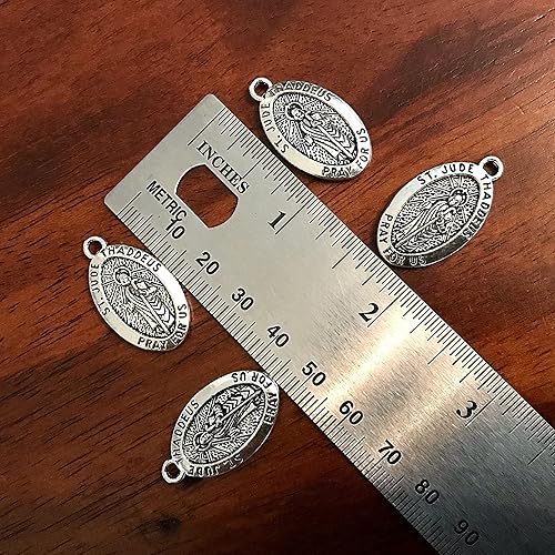 Miniatura 2 de Medallas ovaladas de San Judas, 15 piezas, dijes de Staint Judas, medallas de San Judas Tadeo, medallas católicas, dijes de rosario, medallas de