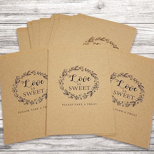 Miniatura 4 de FRIDAY NIGHT 50 bolsas de bufé de dulces, bolsas de papel marrón Kaft, bolsa rústica, buena para aperitivos o bufés de galletas, por favor, toma un