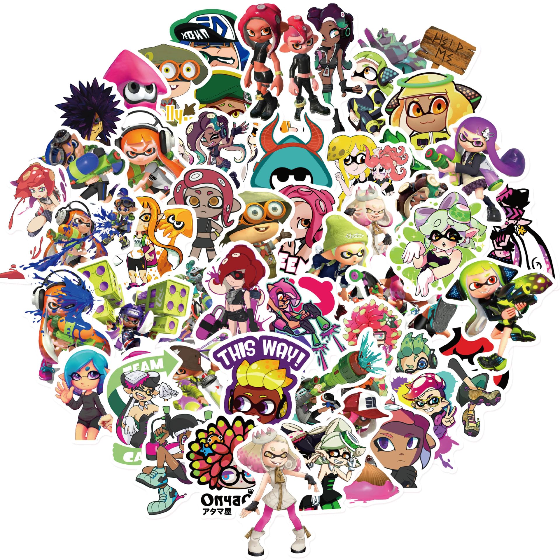 Amazon.co.jp: For スプラト-ゥーン ステッカー 50枚セット かわいい  