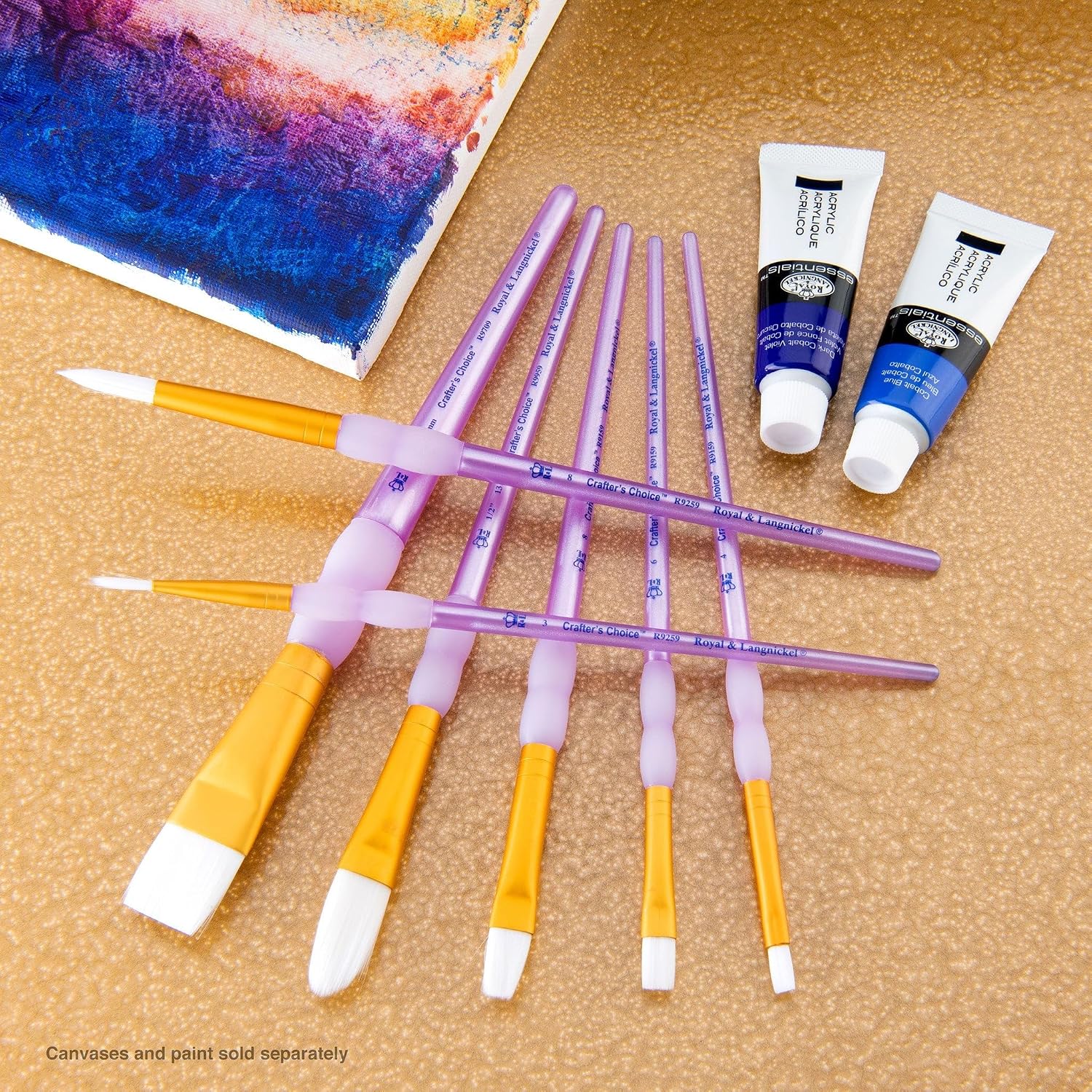Royal & Langnickel Royal and Langnickel Crafter's Choice Flat Taklon Variety Brush Set - White (Pack of 7)