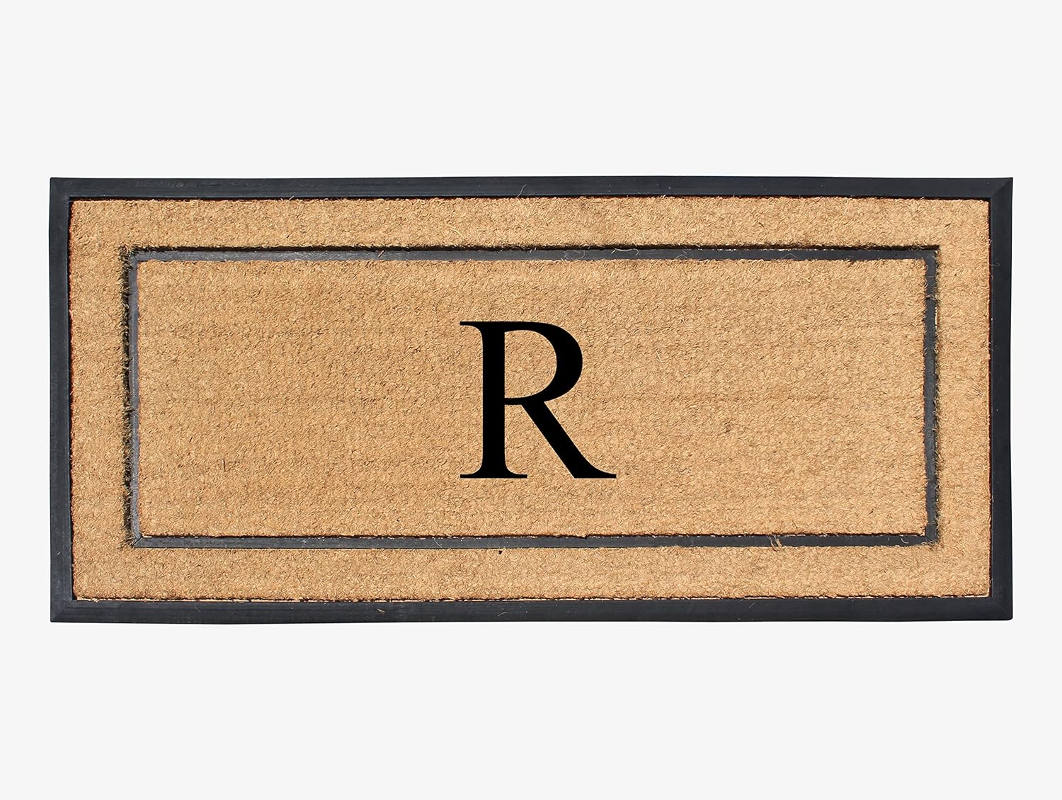 A1 HOME COLLECTIONS A1HC Natural Coir & Rubber Large Monogrammed Doormat, Thick Durable Entry Mats for Entrance Heavy Duty, Thin Profile, Long Lasting Front Door Mat - 24"x48"