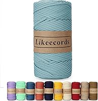 Vista 46 de Cuerda de macramé de poliéster trenzado de 4 mm, 140 yardas / 426 pies, suministros de macramé para manualidades DIY, hilo elástico para crochet