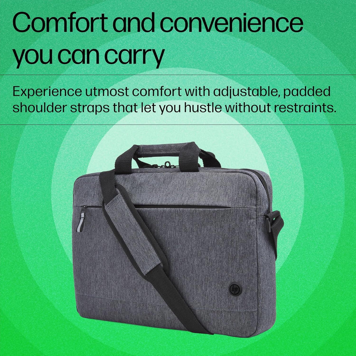 HP Prelude Topload Laptop Bag - Fits 15.6" Laptops - Durable Fabric w/Water-resistant Coating, Padded Compartment & Top-Zip Closure - Double Handles, Crossbody Strap & Luggage Pass-Through (4Z514AA)