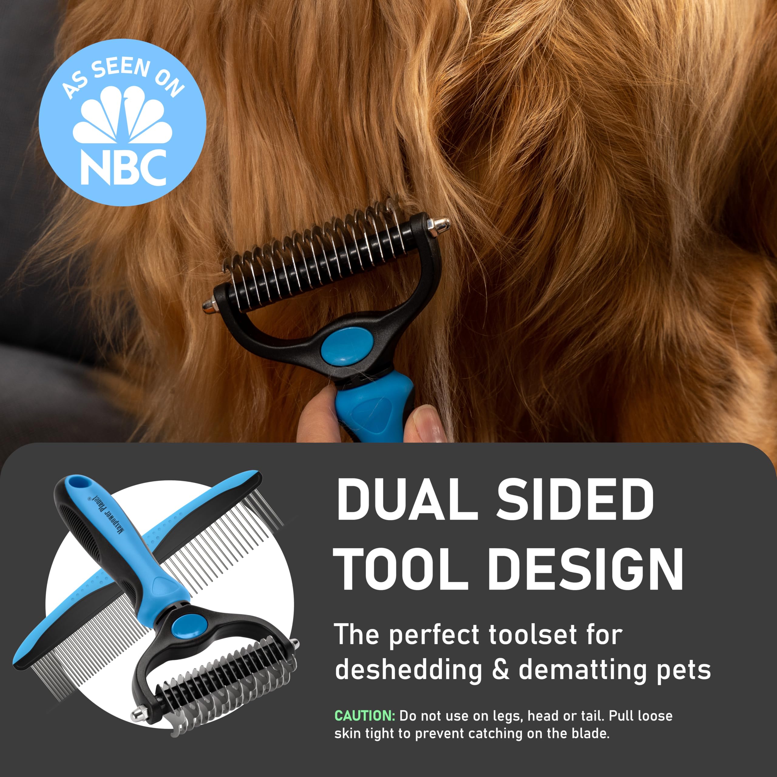 Maxpower Planet Brosse de toilettage pour animaux de compagnie – Peigne à sous-poils double face pour chiens et chats, extra large (B1 – Râteau, gants et peigne, grand)