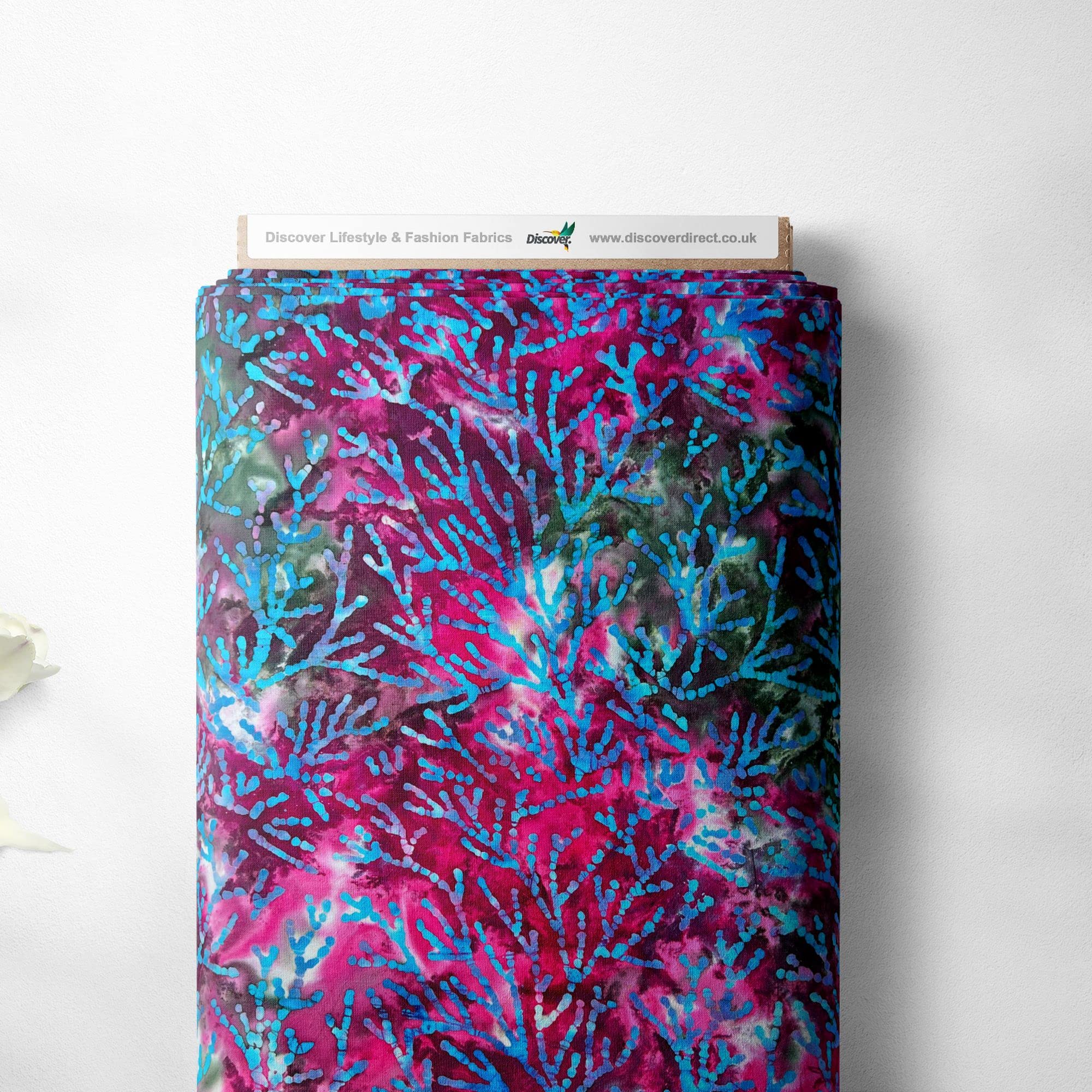 100% Cotton Hand Dyed Indian Bali Batik Printed Perseus Design Quilting Craft Dress Quality Sewing Fabric Material | 44" - 114 cm Wide (per Metre, Cerise Pink)