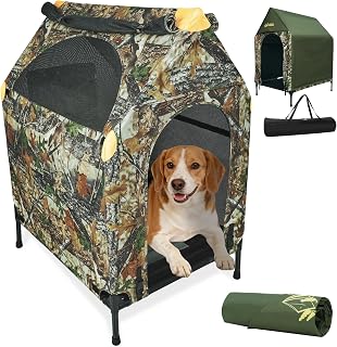 Large Dog House Outdoor - Weatherproof 2-in-1 Elevated Dog Bed Tent, Size S
