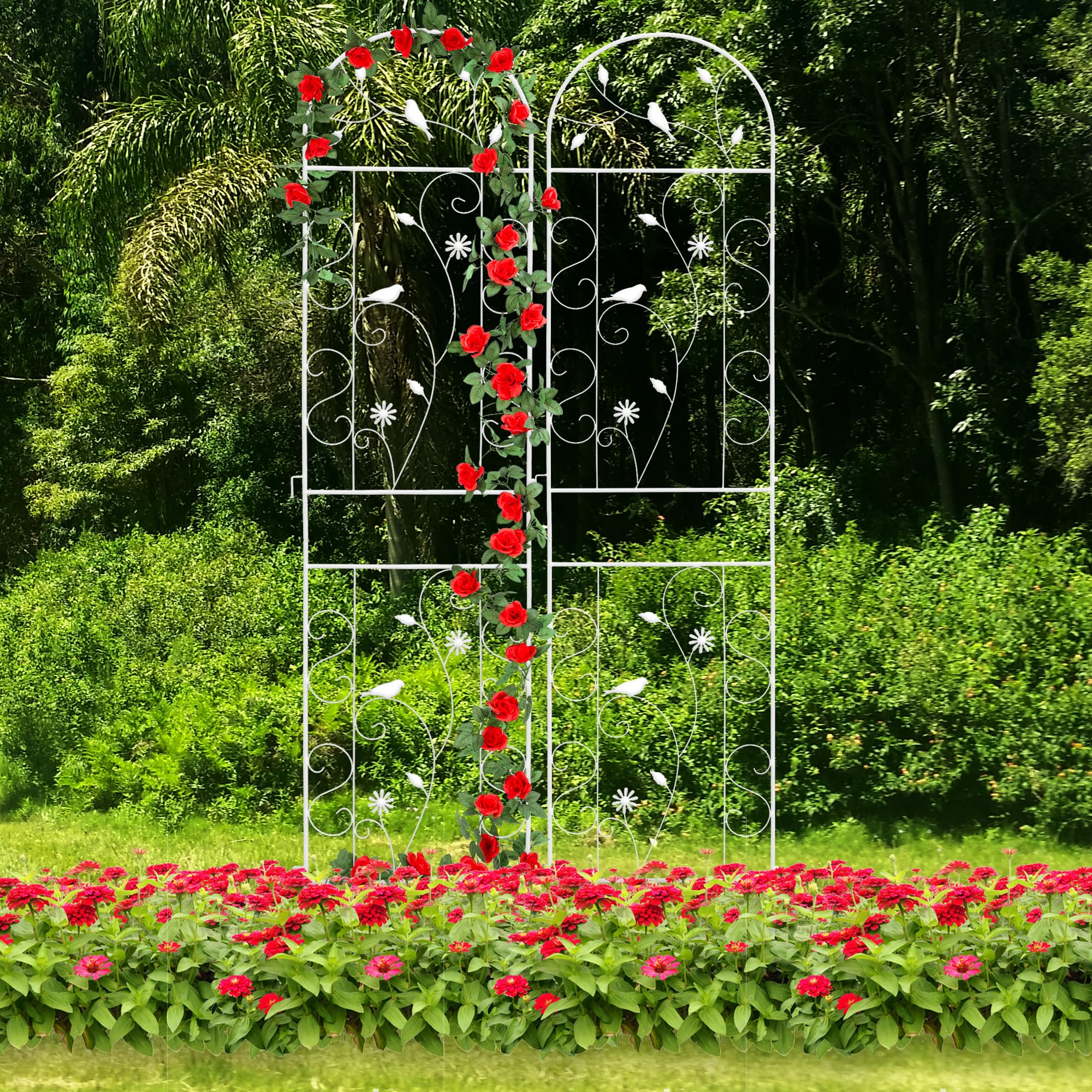 FHWTY Metal Garden Trellis 2 Pack White