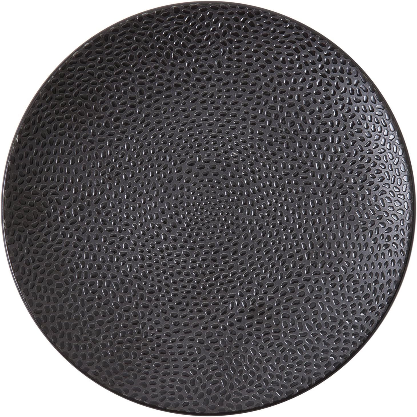 D&V 6 Piece Cobble TechnoCeram Dinnerware Plate Set, 8.25", Matte Black - TC7700.DV.6.804