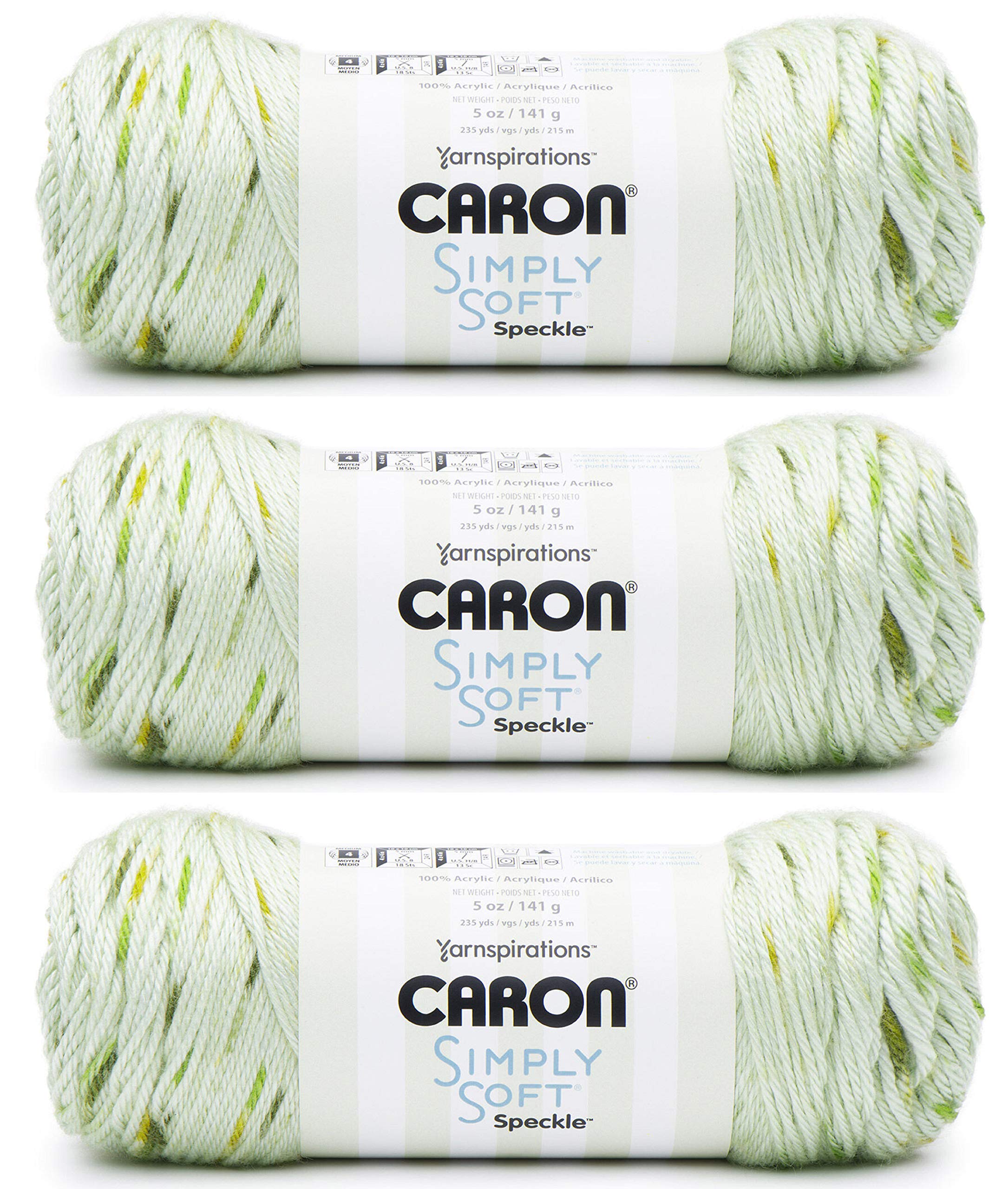 1 Caron Simply Soft Speckle-Pack of 3 Balls-141g Each Balls-Chlorophyll