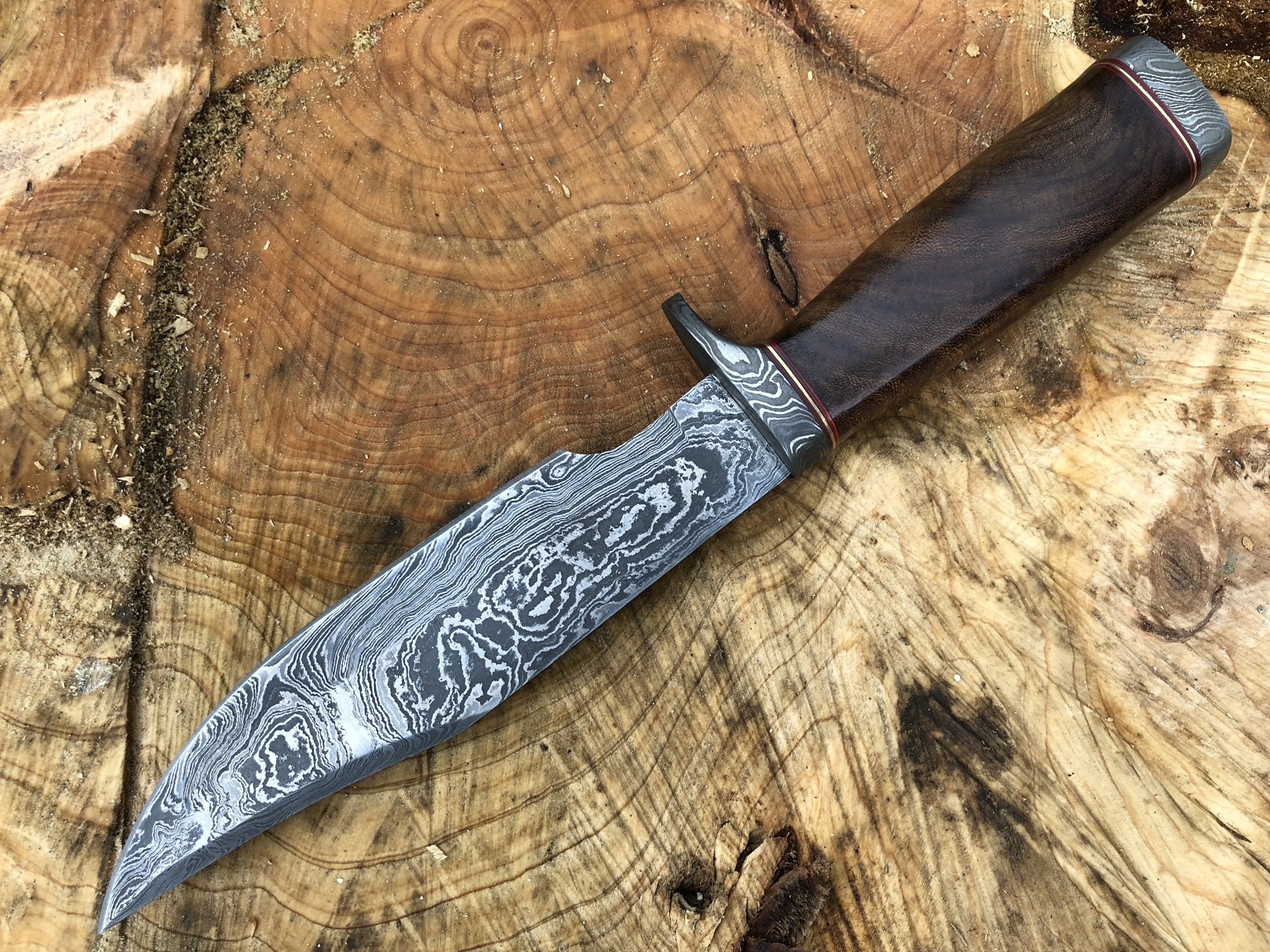 Perkin Knives - Coltello da caccia in acciaio damascato