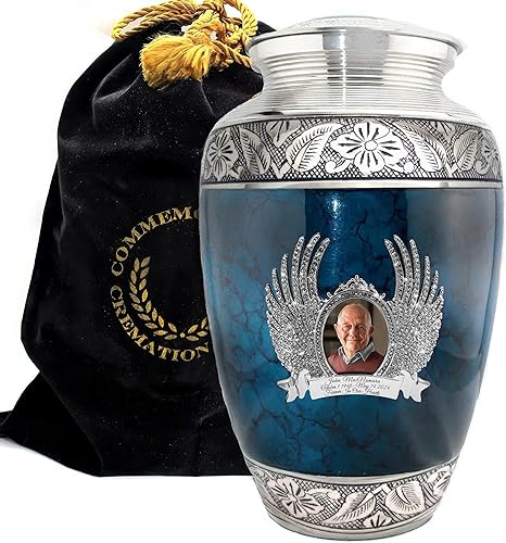 Miniatura 16 de Moonstone - Urnas de cremación azul para cenizas humanas, hombres adultos, para funeral u hogar. Urnas de cremación para hombres adultos, urnas