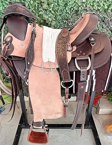 Manaal Enterprises Caballo de cuero de alta calidad Wade Tree Western Leather Ranch Roping Horse Sillín de cuero premium para rancho y trabajo de