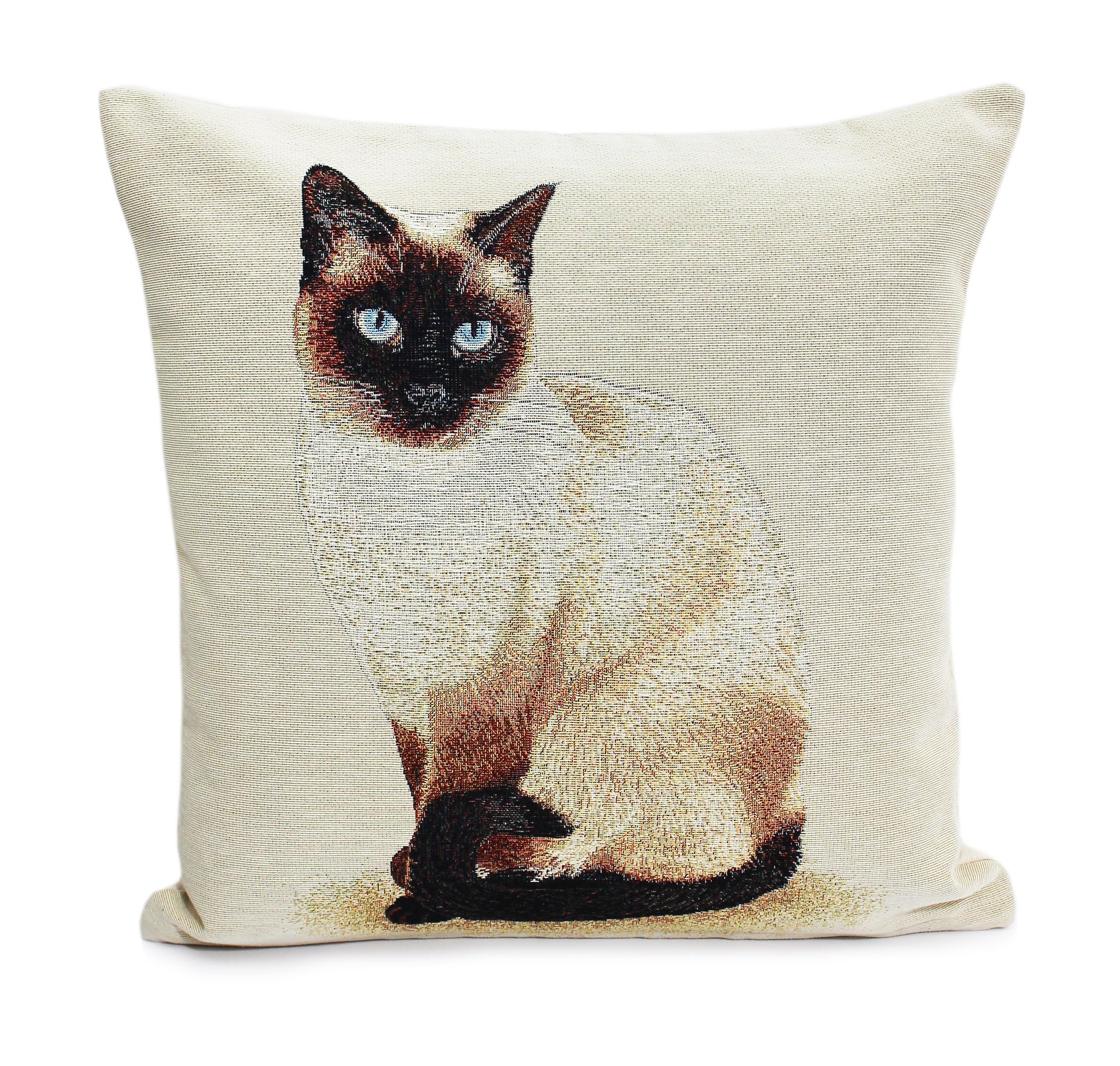Peggy Wilkins Multicoloured Siam The Seal Point Siamese Cat Tapestry Cushion