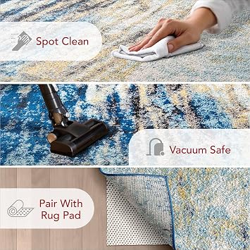 nuLOOM Katharina Blue Abstract Power Loomed Area Rug, Oval 7' x 9' | Nuloom Katharina Abstract Oval 7' x 9' Area Rug for Living Room Bedroom Dining Room, Blue