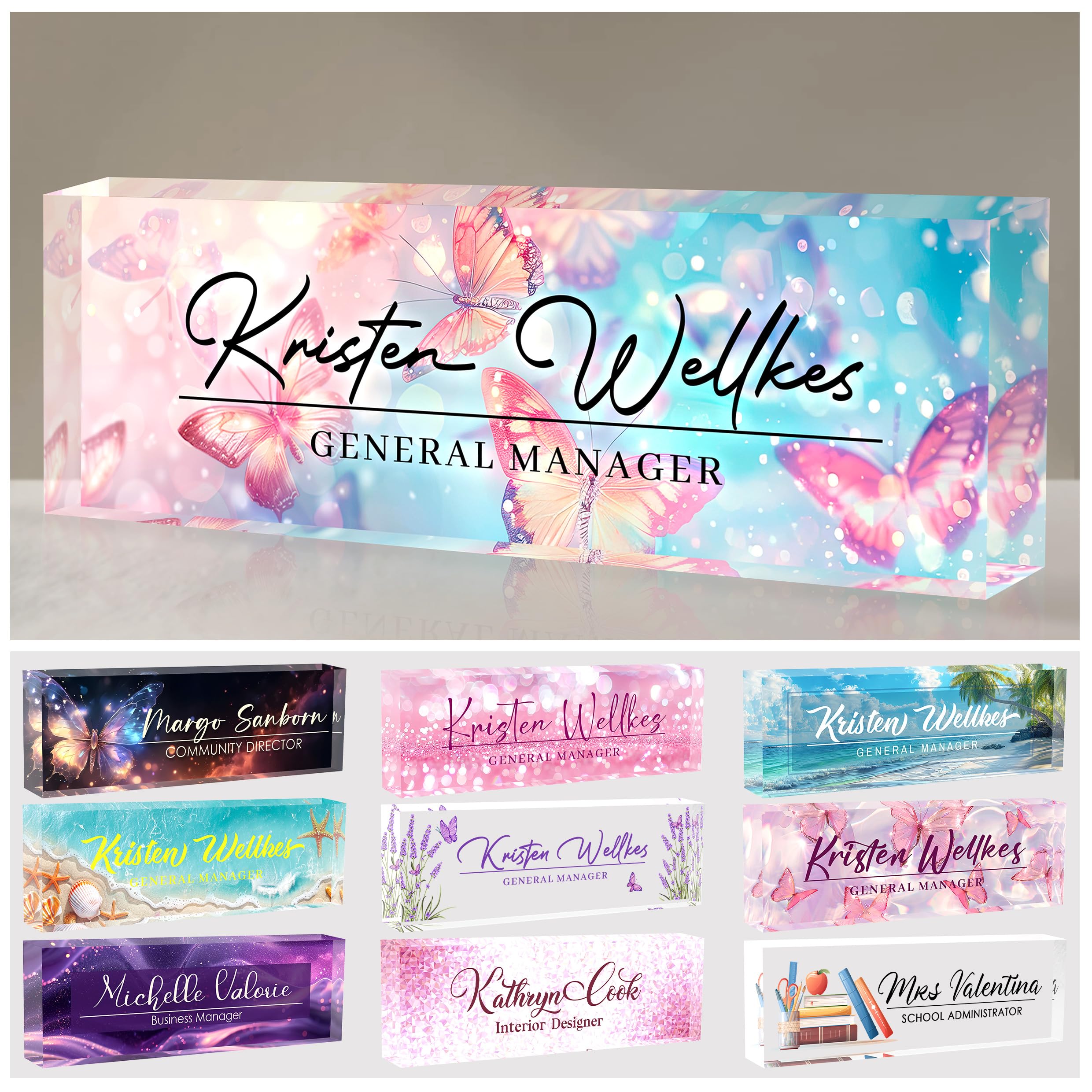 Acrylic Desk Name Plate Personalized, Office Desk Decor, Employee Appreciation Gifts, The Office Gifts for Boss, Manager, Teacher