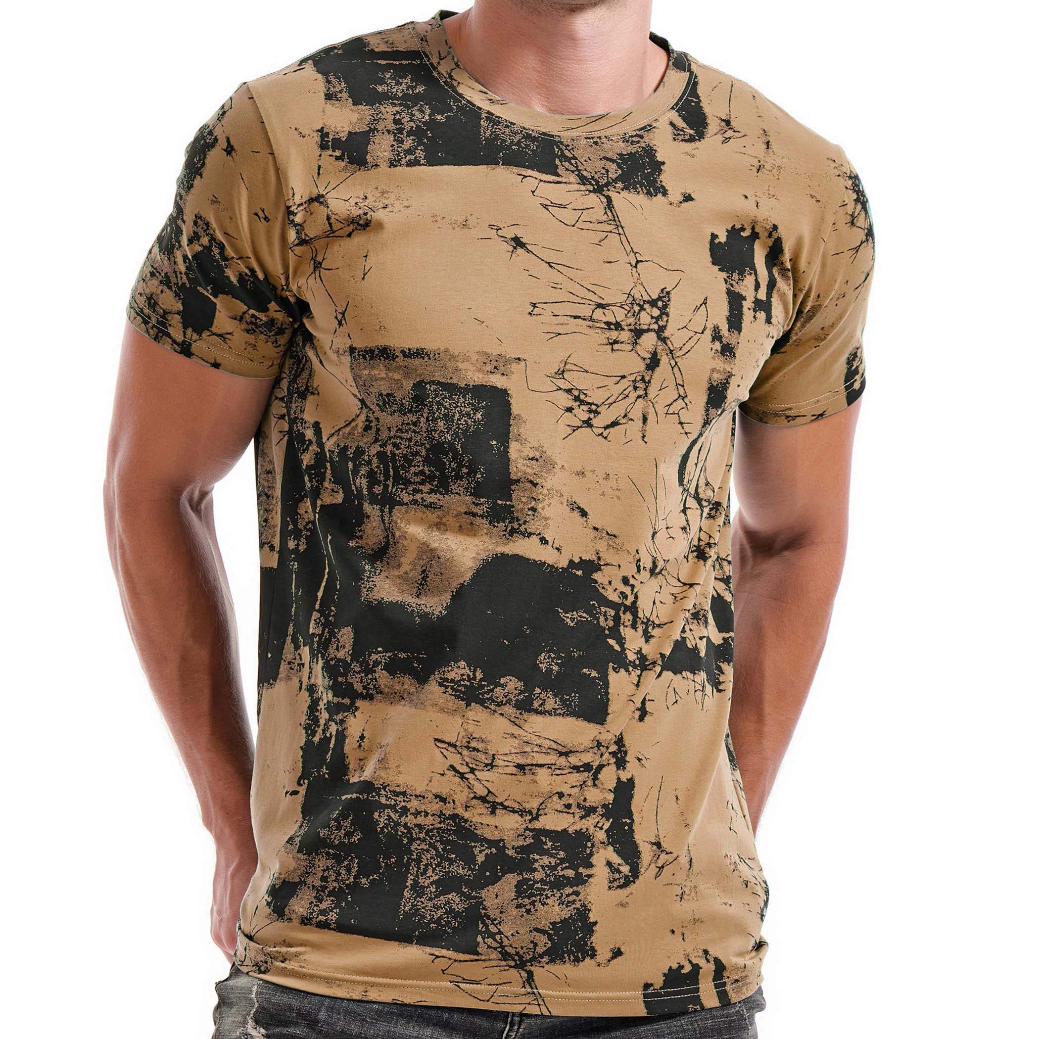 RONOMO Herren T-Shirt 95% Baumwolle 5% Spandex, Mikroelastik, Hautfreundlich