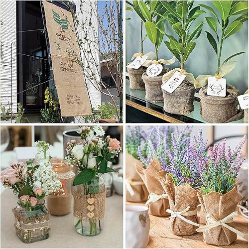 Miniatura 6 de Rollos de tela de arpillera natural multiusos de 40 pulgadas x 20 pies, rollos de arpillera de jardinería para decoraciones, bodas, paisajismo, hogar