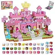 100PCS Magnetic Blocks Building Toys for Kids - 0.8in Magnet Cubes Cherry Blossom Forest Theme Toddler Toys, STEM Preschool Educational Sensory Construction Set, Birthday Gifts for Boys Girls Age 3-8