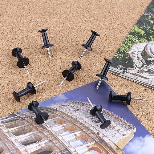 Miniatura 4 de Yalis Pines de empuje de 100 unidades de tachuelas negras estándar de punta de acero y cabeza de plástico