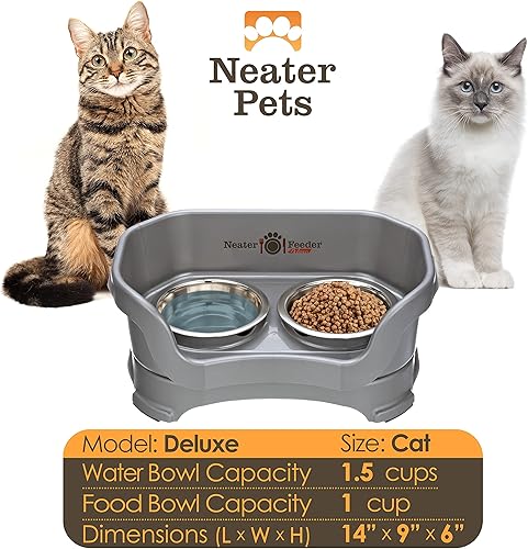 Miniatura 5 de Neater Feeder Deluxe - Tazones elevados para gatos a prueba de desorden para todas las razas, fabricados en Estados Unidos, cuencos elevados sin