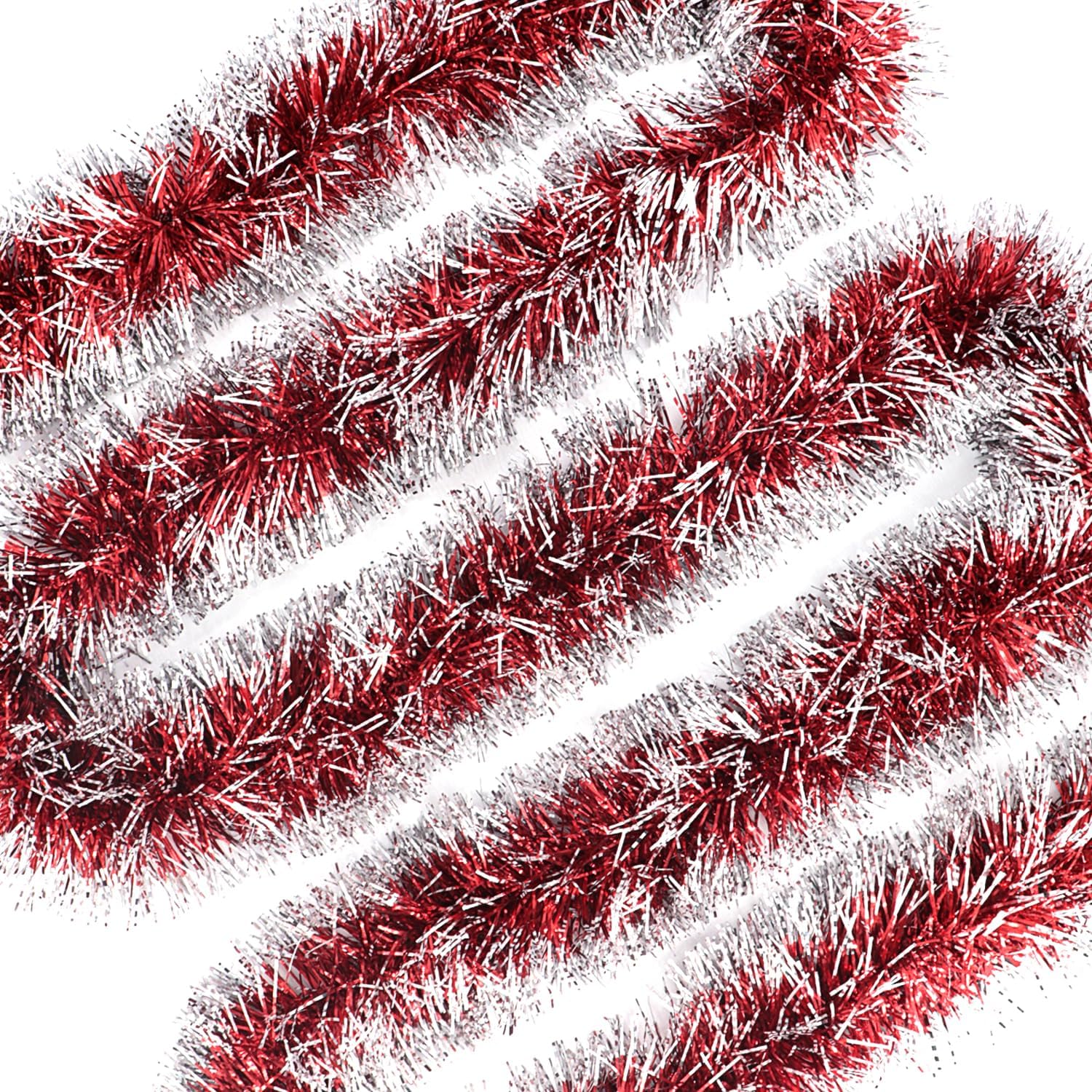 Folytiy 10M/32.8Feet Christmas Tinsel Garland Metallic Hanging Tinsel
