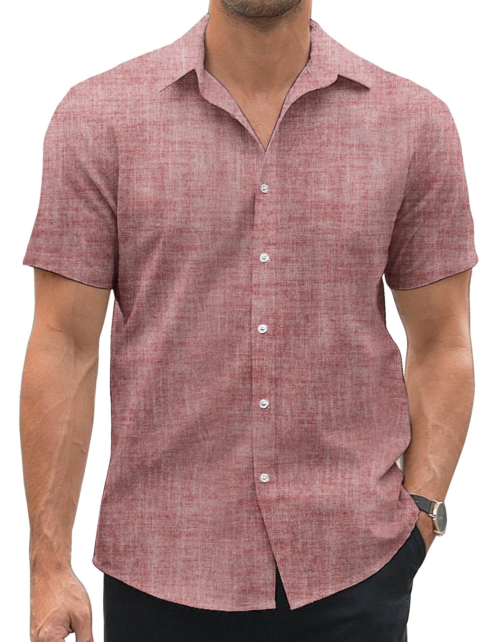 COOFANDYMen's Oxford Shirt Short Sleeve Cotton Shirt Summer Shirt Casual Shirt Regular Fit