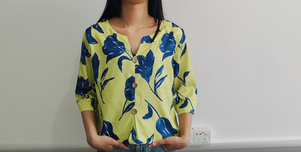 Top Donna Elegante Firmate Scollo a V Maglietta Maniche Tre Quarti con Bottoni Fantasia Fiori Pieghettata Tunica Top Oversize Offerta Estive Blusa Camicia Casual Classica Tshirt Tee Chic Semplice