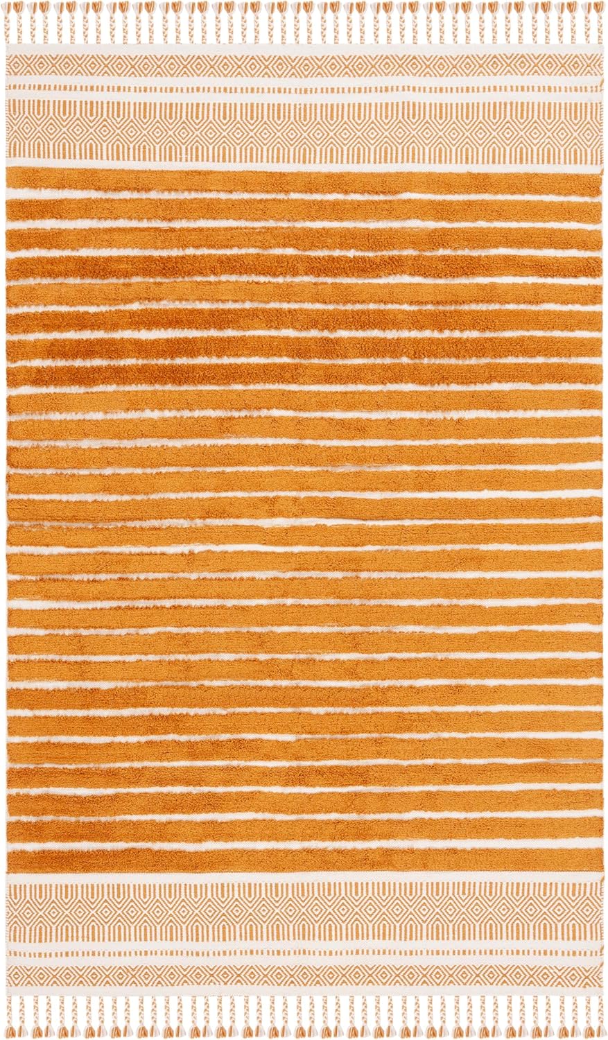 SAFAVIEH Kilim Collection Area Rug - 3' x 5', Black & Beige, Boho Stripe Braided Tassel Design, Handmade Cotton, Ideal for The Living Room, Bedroom, Dining Room (KLC401Z-3)