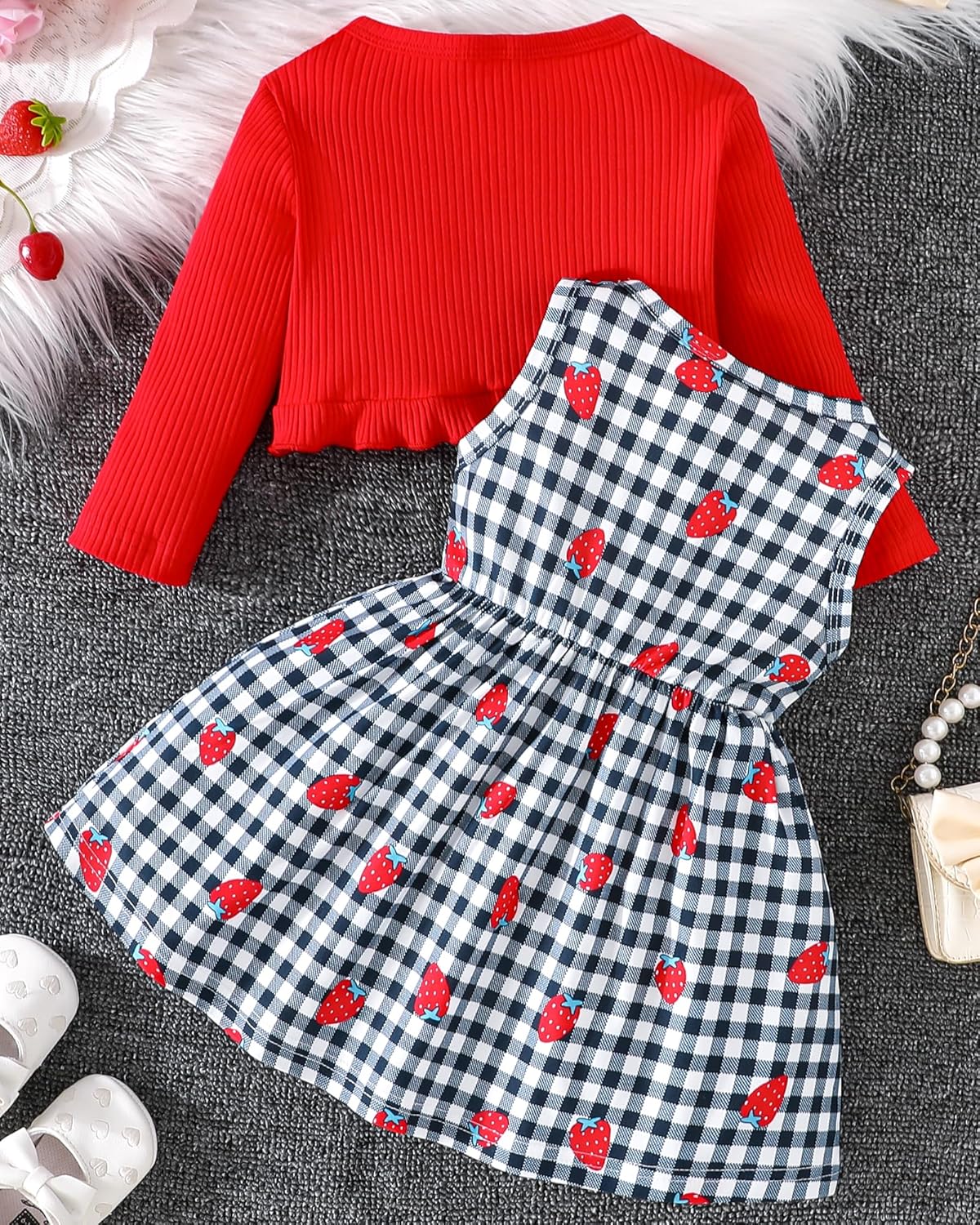 Rosibel Toddler Baby Girls Dress and Cotton Cardigan Set for 6M-3T Spring Autumn Clothes Outfits - Image 2