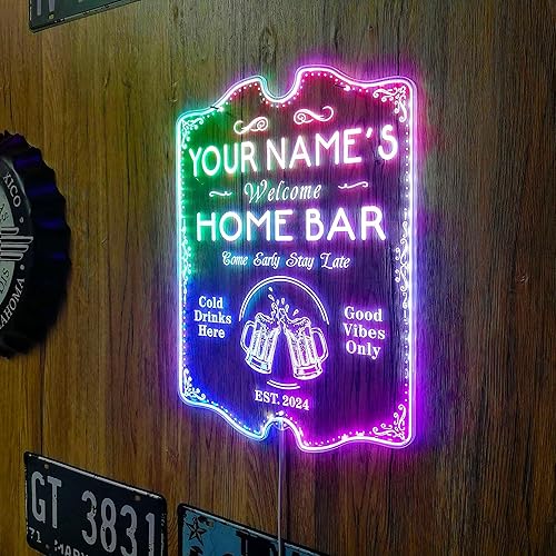 Vista 52 de ADVPRO - Letrero de luz LED de neón de doble color para el hogar, personalizado, con texto en inglés con «tu nombre y año de fundación», letrero
