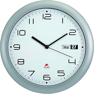 ALBA - Horloge Murale - Pendule Moderne Silencieuse - Dateur - 30 cm - Gris - HORDAY2