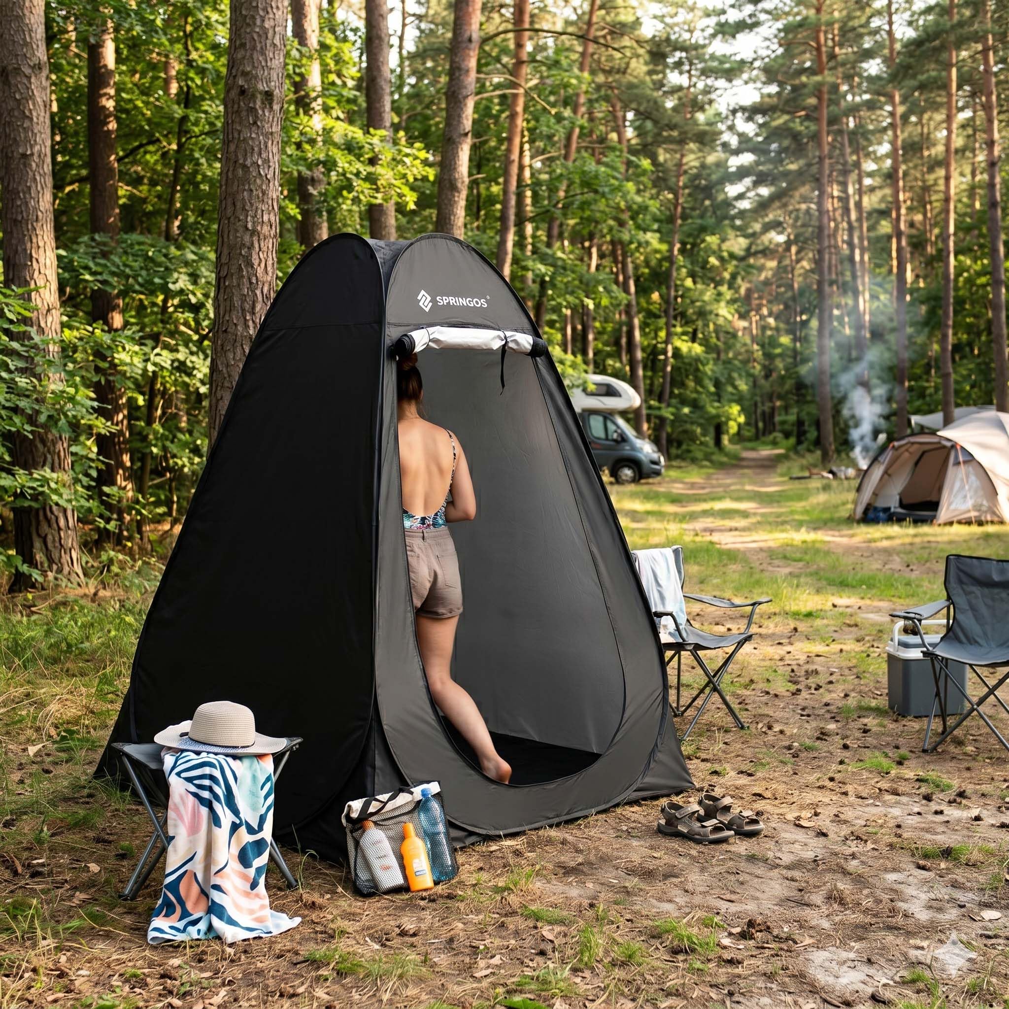 SPRINGOS Strand Umkleidekabine Multifunktionales Zelt Ankleidezelt Pop-up-Zelt Dusche am Strand inkl. Tragetasche Zelt-Toilette Kompakt und Leicht