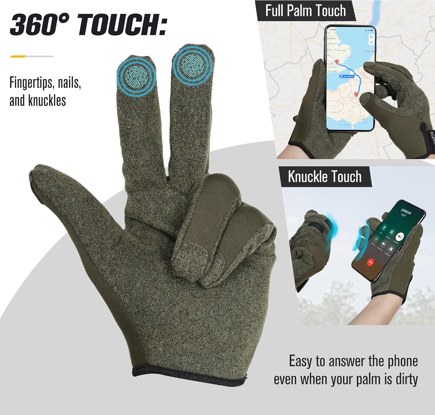 Upgarded Tactile Shooting Glove: Patented Wrap-Fingers Design, 360° Touchscreen Freedom, Customizable Badge - Image 4