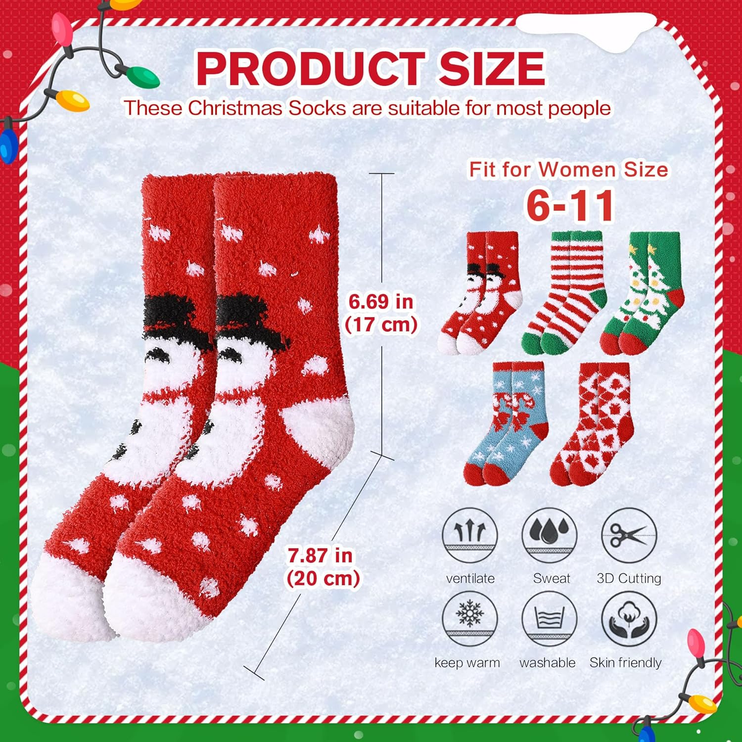 Womens Fuzzy Christmas Socks: Fluffy Funny Holiday Socks for Women -Warm Soft Cozy Xmas Socks for Family Friends Gift - Image 6