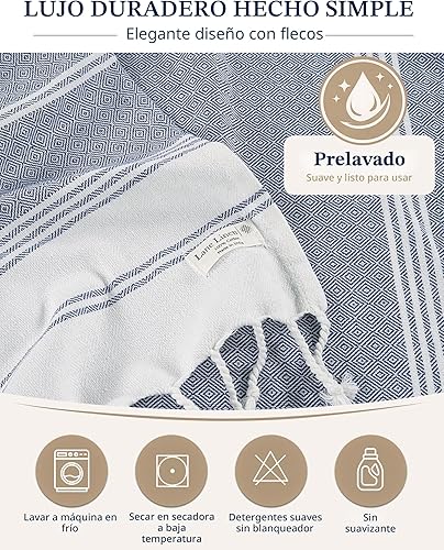 Miniatura 8 de LANE LINEN Paquete de 6 toallas de playa prelavadas de gran tamaño, elegantes toallas de secado rápido para piscina y viaje para adultos, 39 x 71
