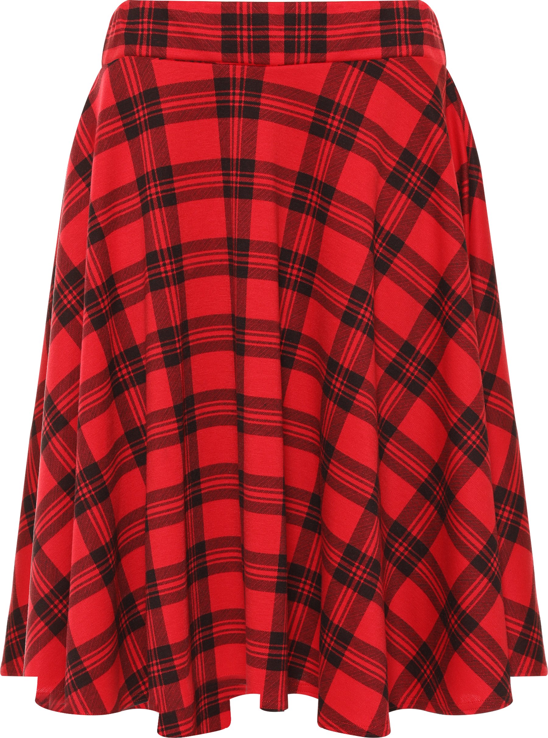 Wearall Women's Red Plus Size Tartan Check Print Elastic Short Skater Skirt - 26-28