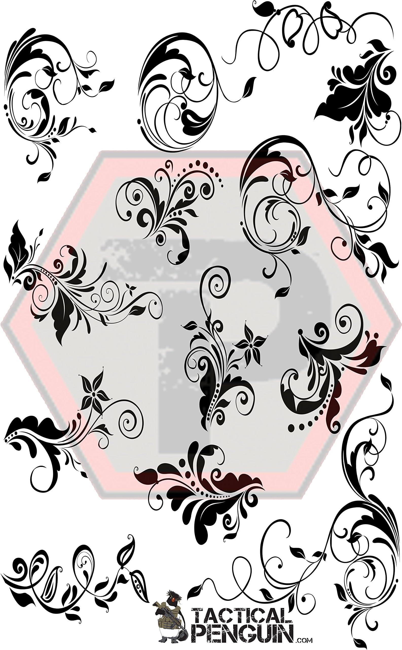 Version 3 of Tactical Penguin's Lace Stencil, 7x11, High Bake - High Heat - Oven Cured Vinyl Stencil for Cerakote, Gunkote, & Duracoat Spray Paint/Airbrush DIY Coating Projects