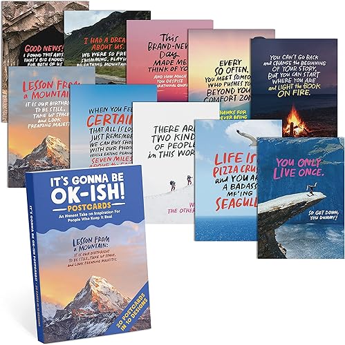 Em & Friends It's Gonna Be Okay - Tarjetas motivacionales, 20 postales surtidas, postales en blanco para todas las ocasiones (10 diseños, 2 de cada
