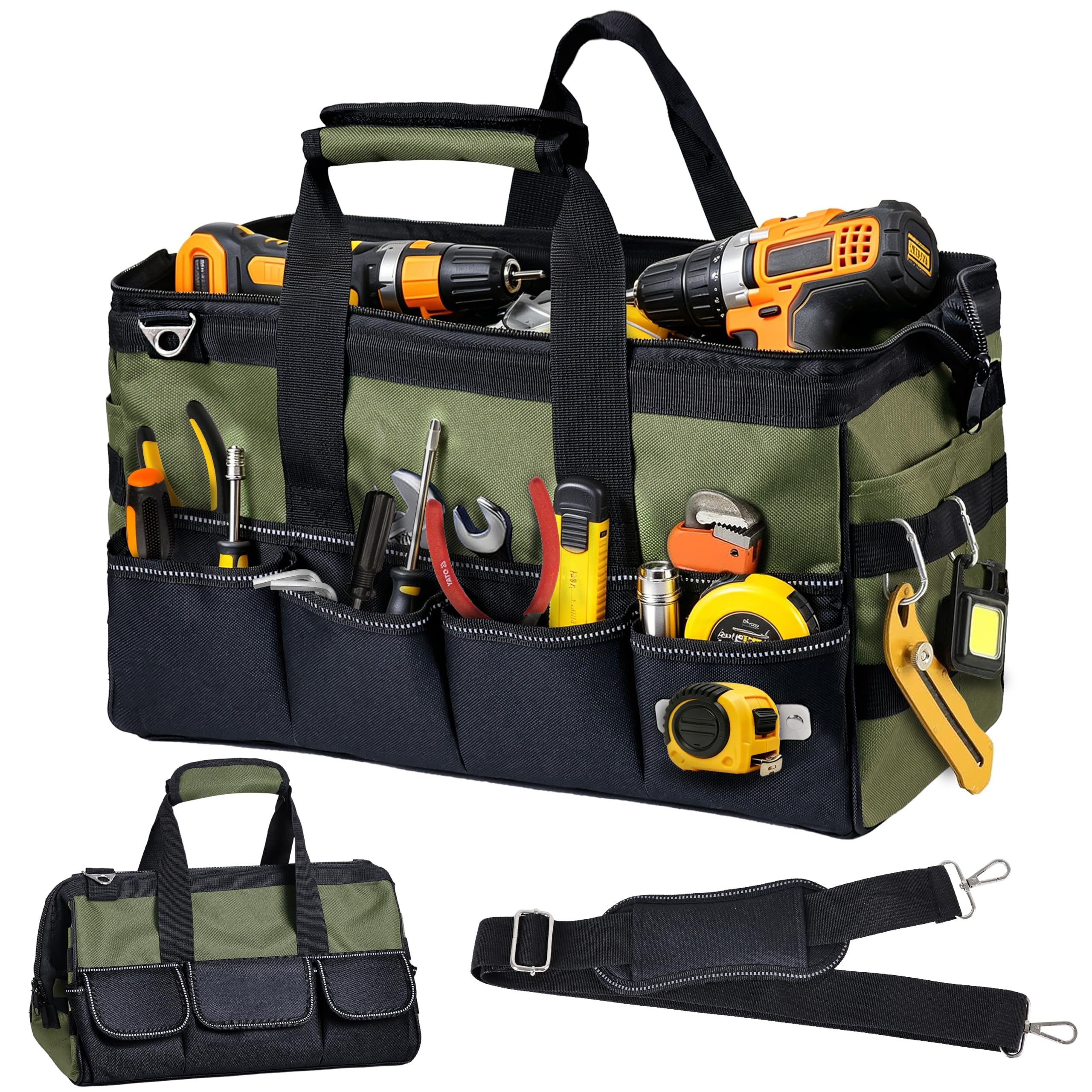 Heavy Duty Tool Bag, Tool Box Organizer Storage, Portable Toolbag Green