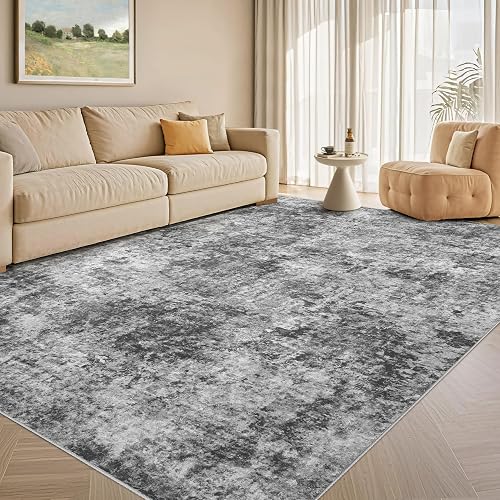 Tortania 5x7 Washable Modern Abstract Rug Charcoal Grey