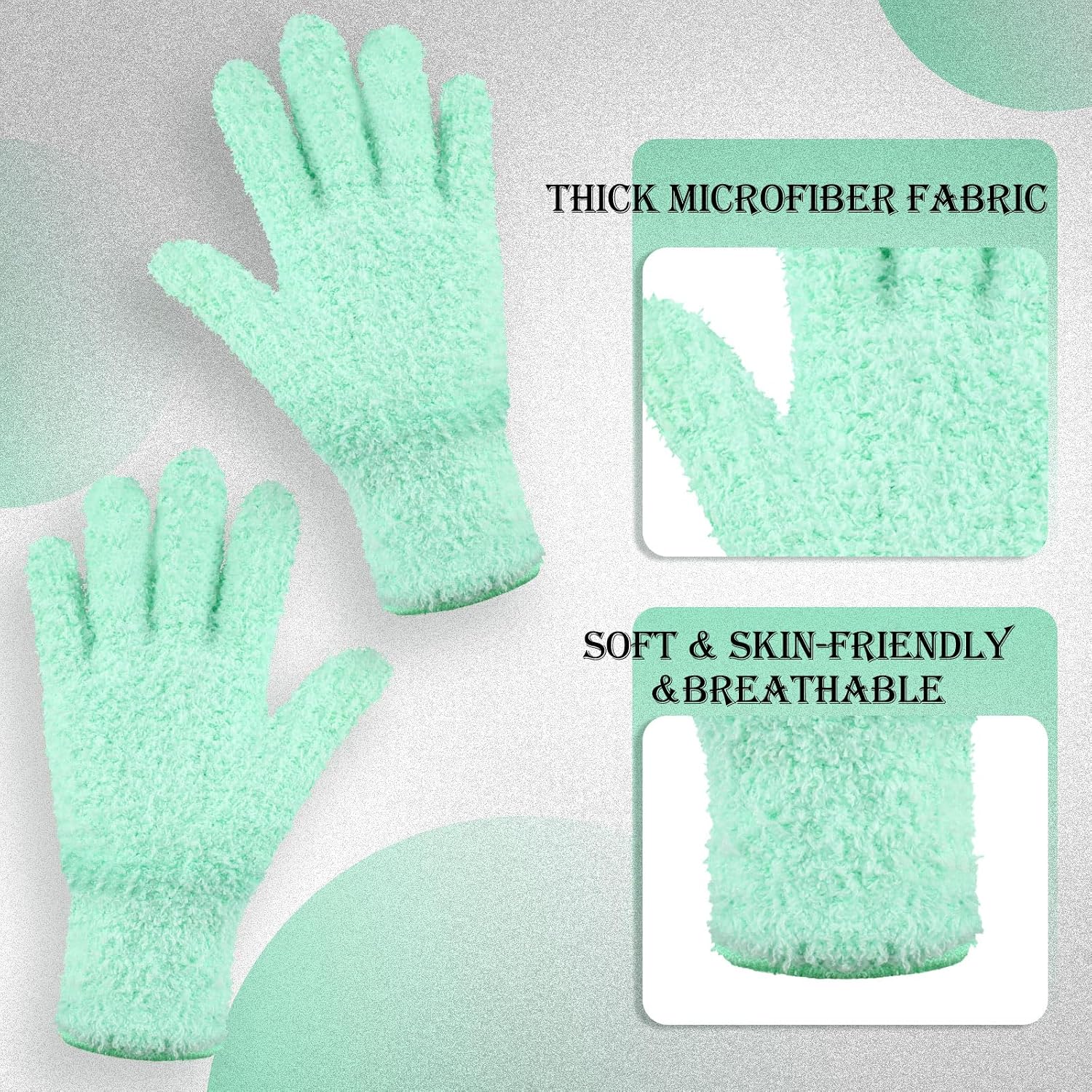 Patelai 12 Pairs Microfiber Plant Dusting Gloves Leaf Cleaning Gloves for Indoor Plants, Blinds, Furniture, House (Assorted Colors,Medium)